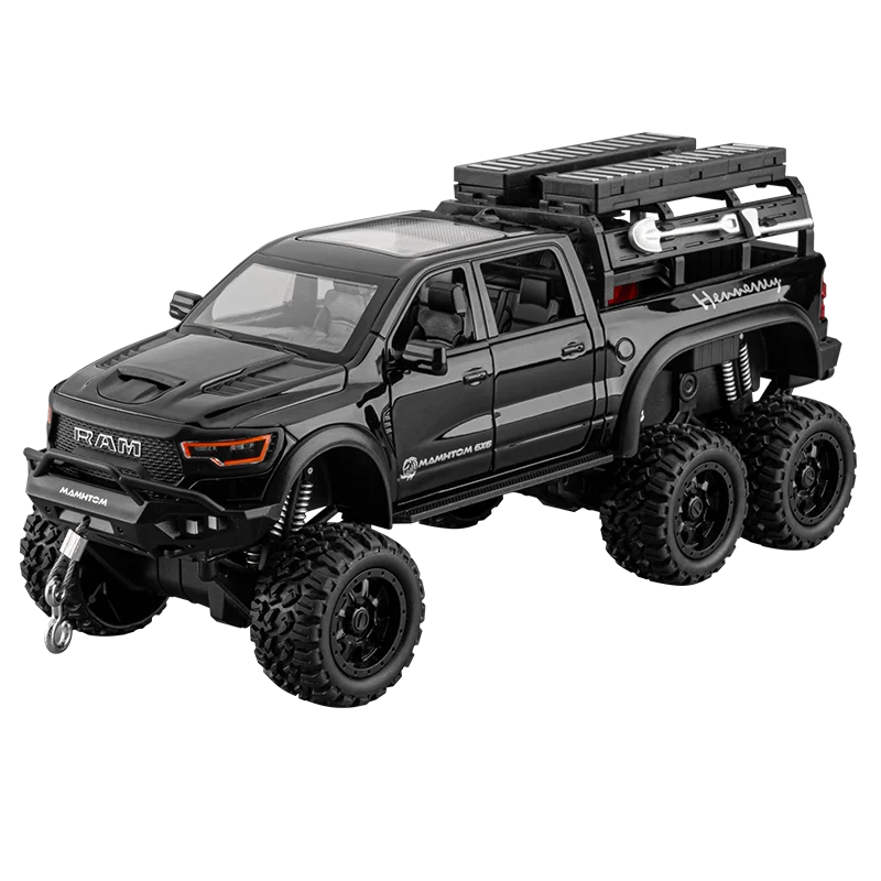1:24 Dodge Mammoth RAM 1000 TRX 6x6 Diecast Model Car – Metal Alloy Toy with Lights for Kids & Collectors Gift