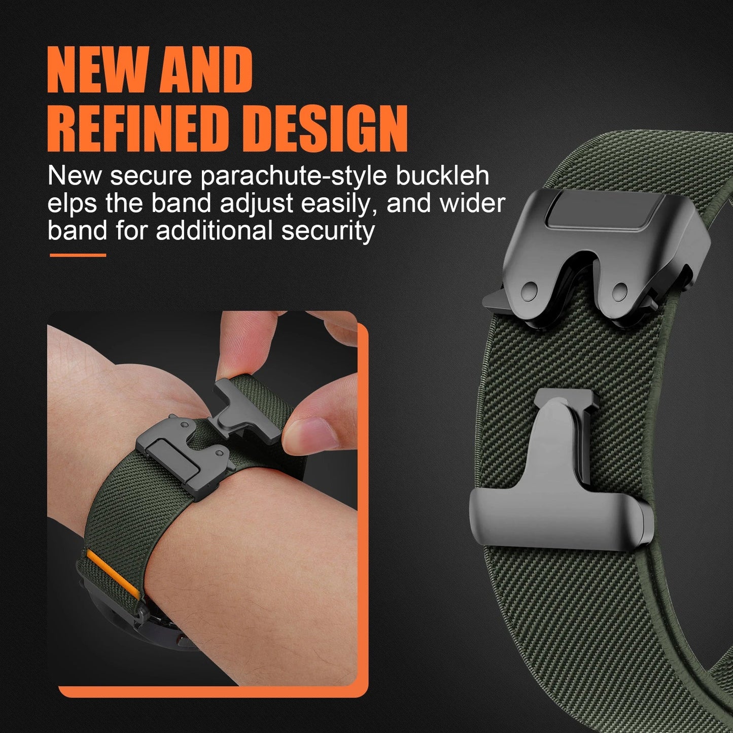 22mm QuickFit Nylon Strap for Garmin Fenix 8 7 6 5 Series, Venu 3, Tactix 7 – Parachute Style Replacement Watch Band 47mm