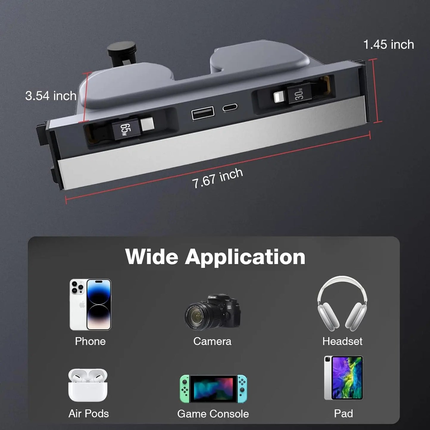 Tesla Model Y 2025 Retractable Center Console USB Hub – Fast Charging Dock for Model 3 & Highland Phones