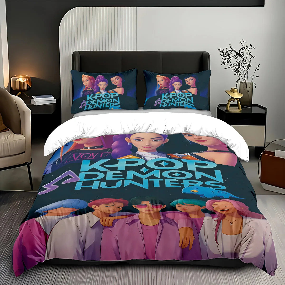 Anime Demon Hunters Zoey Mira Bedding Set – Duvet Cover for Kids, Teens & Adults, Single to King Size Gift