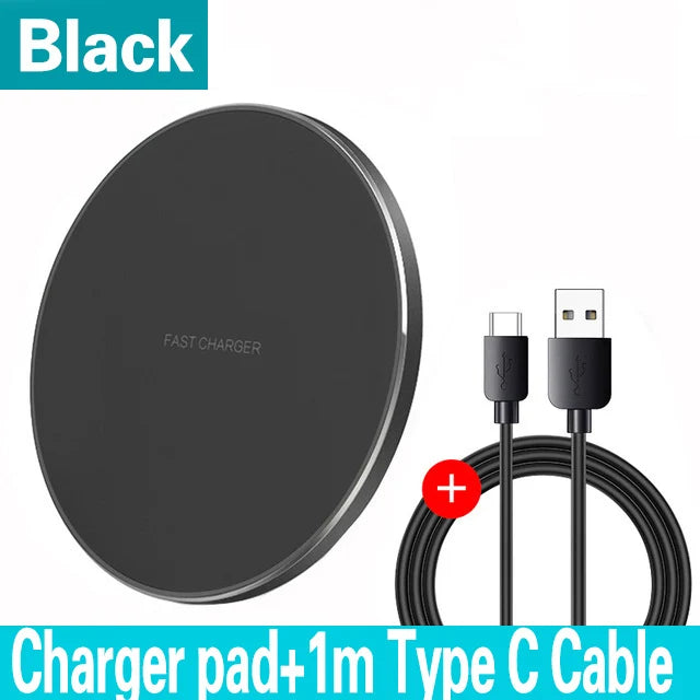 200W Fast Wireless Charger Pad — Induction Charging for iPhone 16/15/14/13/XS Max/Mini/X/XR & Samsung Xiaomi Huawei