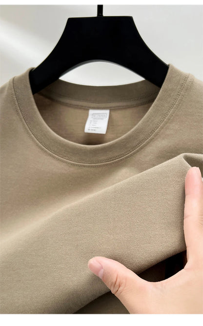 100% Pure Cotton Men’s Summer T-Shirt – High-End Short Sleeve Round Neck Breathable Fashion Top