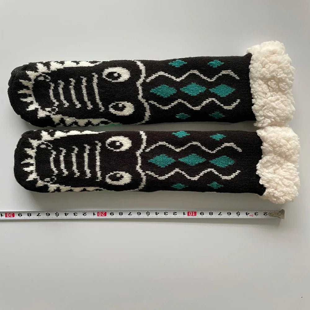 Women’s Christmas Fuzzy Socks – Winter Warm Thermal Non-Slip Fluffy Floor Slippers, Soft Indoor Home Gift