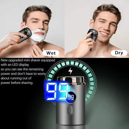 Men’s Electric Mini Shaver | Rechargeable Type-C LED Display Wet & Dry Razor for Home & Travel