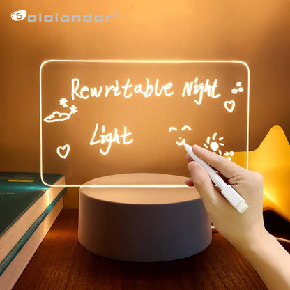 Creative LED Night Light with USB Message Board