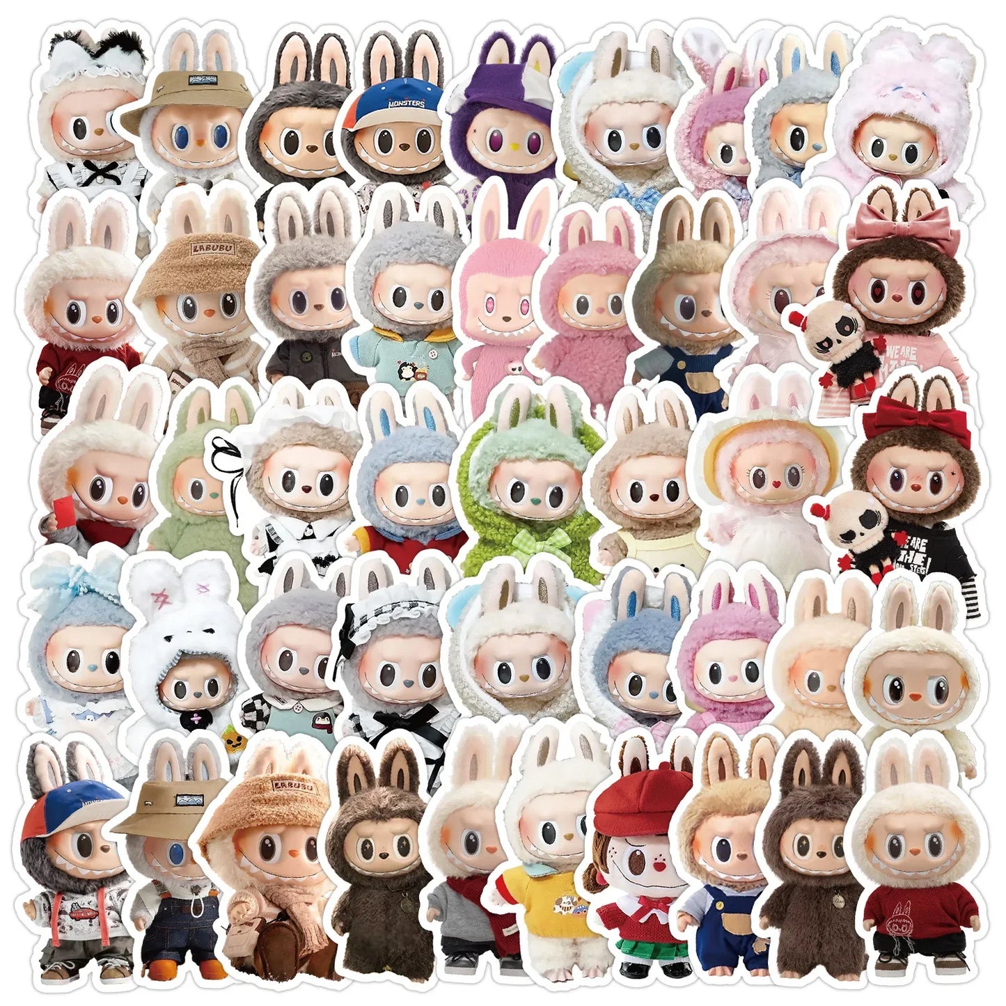 50pcs Cute Labubu Doll Graffiti Stickers 4x7cm – Skateboard, Suitcase, Guitar Decor Party Favor Gift for Kids   2/2