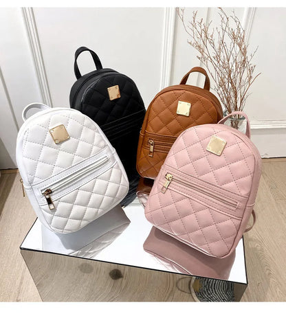 2024 K-Style Quilted Embroidered Small School Backpack for Girls - Western-Inspired Ladies' Bag