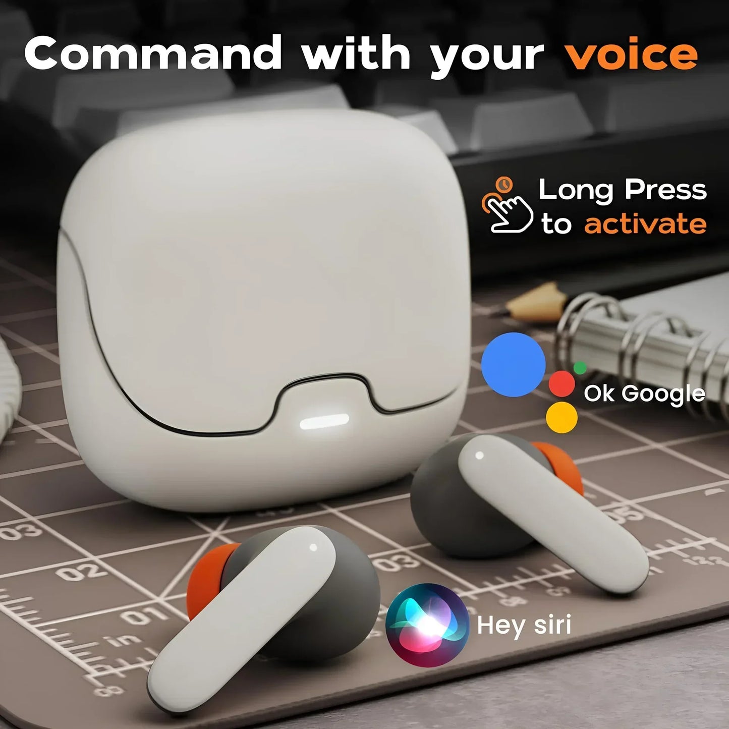TWS Bluetooth 5.4 Wireless Earphones with Dual Mic & ENC Noise Cancelling – Ultra-Low Latency In-Ear Headphones