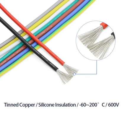 UL3135 Silicone Wire Cable (2–10M) – High Temp Tinned Copper Electrical Wire 10–30 AWG
