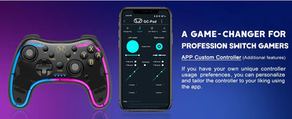 Controller 7039 for Nintendo Switch – Transparent Gamepad with RGB Lights, Turbo, Wake-Up, Multi-Platform & App Support