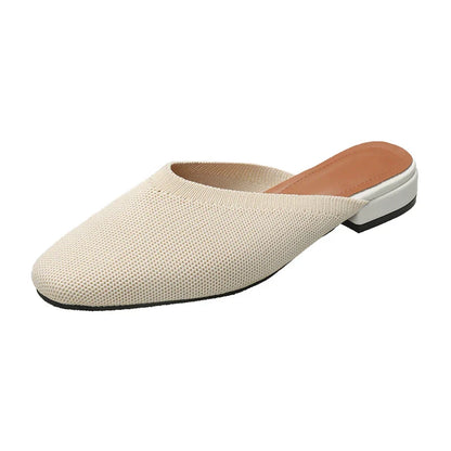 Women’s Solid Color Pointed Toe Knitted Slip-On Flats – Casual Breathable Ballet Loafers