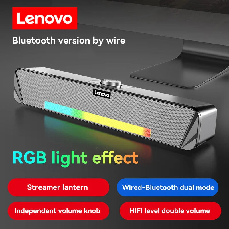 Lenovo TS33 Bluetooth 5.0 Speaker - Original Desk Subwoofer with AUX, Surround Sound for Home & Movies