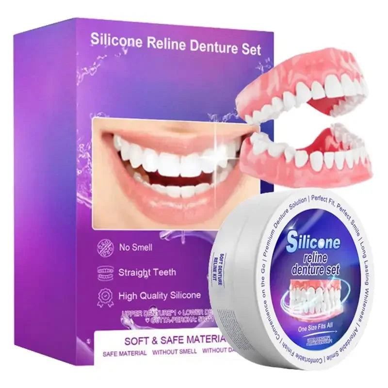 Silicone Denture Set – Temporary Fake Teeth for Orthodontic Fit, Whitening & Oral Hygiene Care