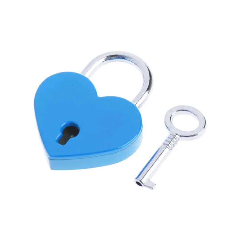 30x39mm Antique Heart-Shaped Padlock – Vintage Pink Romantic Key Lock for Diaries, Weddings, and Jewelry