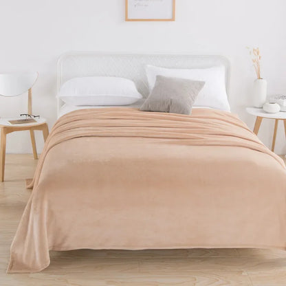 Flannel Fleece Blanket for Beds - Soft Coral Fleece Flower & Plaid Print Blanket for Summer and Fall