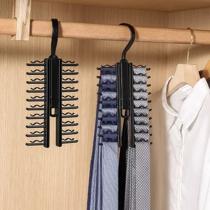 Rotatable Tie Hanger – 20-Row Skidproof Necktie & Belt Organizer Rack for Closet Storage