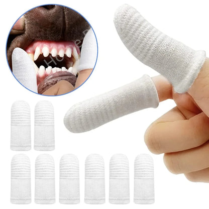 12/2pc Pet Oral Care Finger Cots - Two-Finger Brushing Design for Tartar Removal and Cochlear Cleaning - Cat and Dog Toothbrush Covers