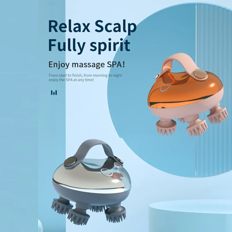 Electric Rechargeable Scalp Massager – Handheld Waterproof Head Scratcher for Stress Relief & Hair Care