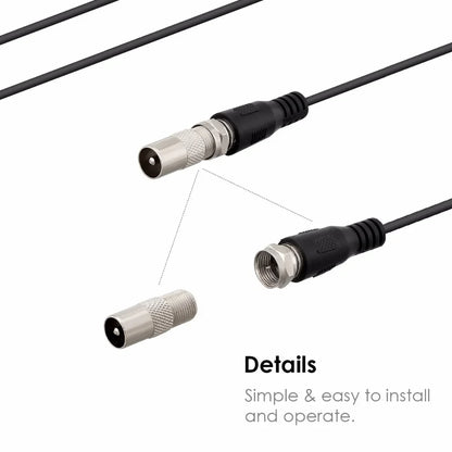 HD Digital TV Antenna - 200 Miles Amplified Indoor/Outdoor VHF UHF Aerial with Signal Booster