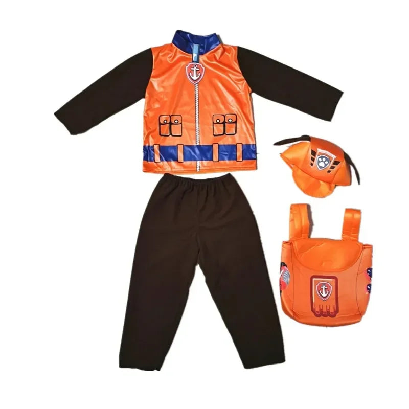 Anime Dog Patrol Kids Costume Set – Tops, Pants, Backpack & Hat for Marshall, Chase, Skye, Zuma, Rubble Halloween Cosplay