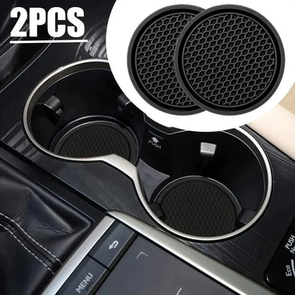 Universal Black Anti-Slip Car Cup Holder Coaster Pads – Interior Accessories for Most Vehicles