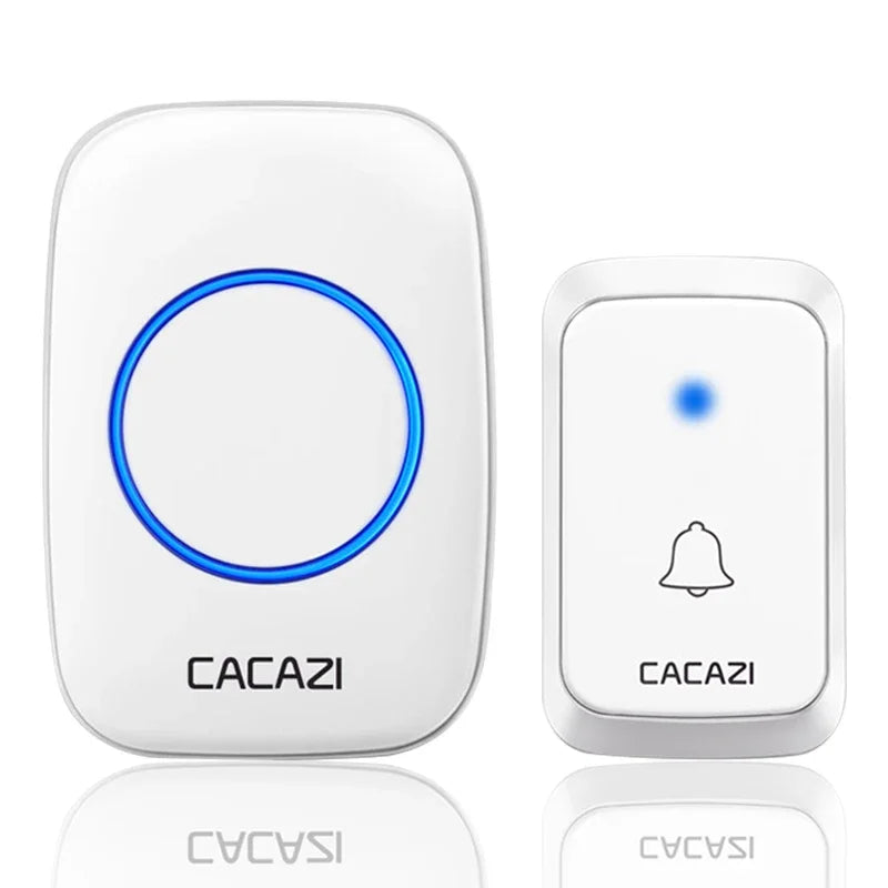 CACAZI A06 DC Battery-Operated Wireless Waterproof Doorbell – 300M Remote, 36 Chimes, Cordless Home Call Bell