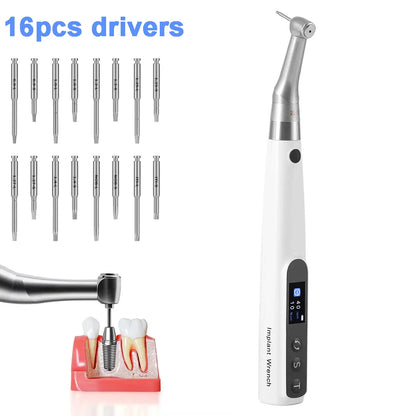 AZDENT Wireless Dental Implant Motor – Electric Torque Driver with 16 Screwdrivers & Contra Angle