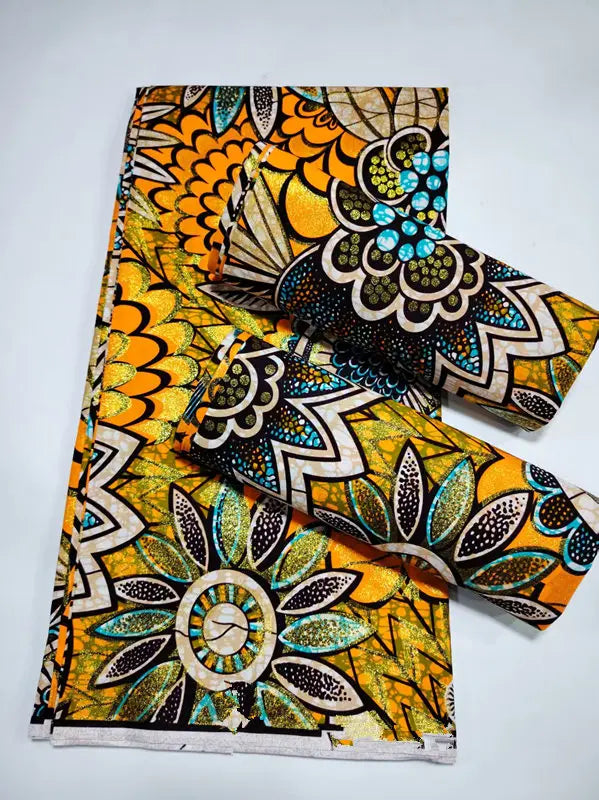 African Real Wax Print Fabric - 6 Yards 100% Cotton Ghana Ankara Loincloth Material