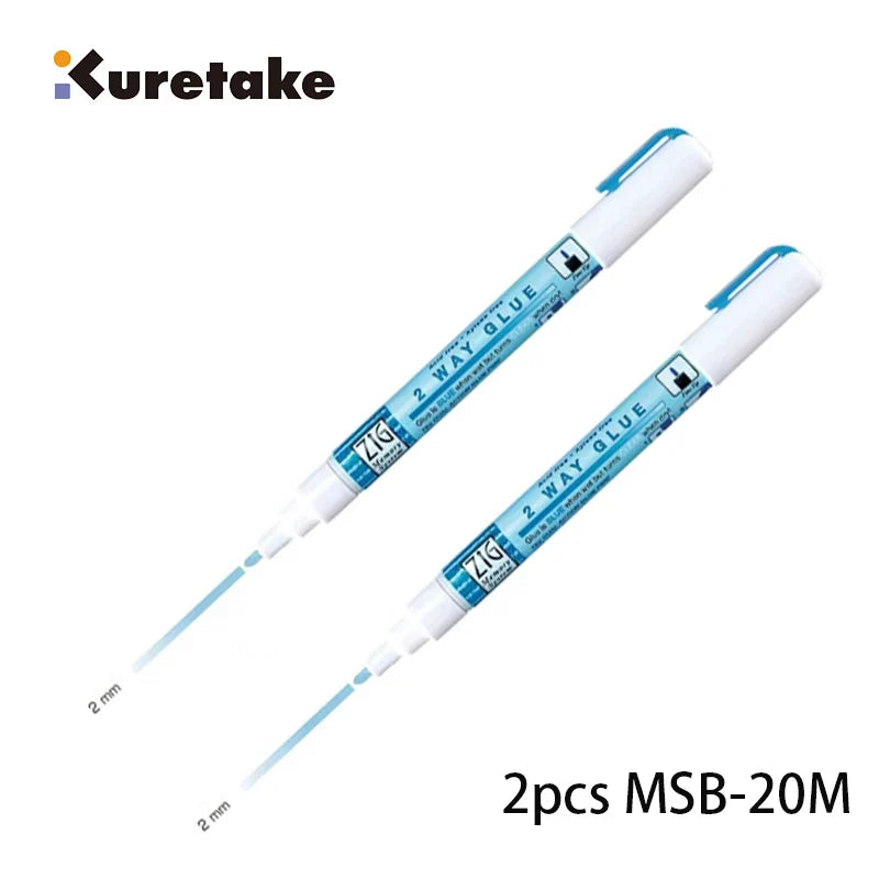 Kuretake Zig 2-Way Glue Pen – Precision Adhesive for Crafts, Scrapbooking & Art (1mm/2mm/4mm/15mm)