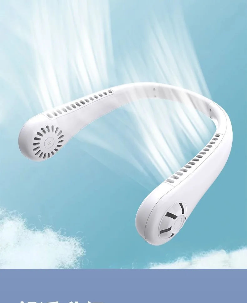 New Mini Neck Portable Bladeless Fan - 1200mAh Rechargeable Air Cooler, 3 Speeds for Summer Sports, Hanging Neck Design