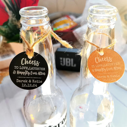 BY49 35mm Kraft & Black Paper Labels – Customizable Name & Date Wedding Decoration Stickers