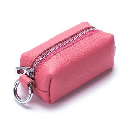 Genuine Leather Key Holder Wallet – Mini Car Key Organizer & Coin Purse with Double Keychains for Men & Women 🔑👜
