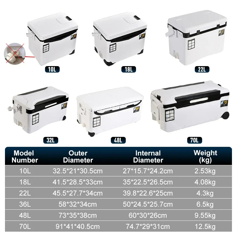 Fishing Cooler Box - Portable Insulated Fish Storage & Tackle Gear Box with Air Holes