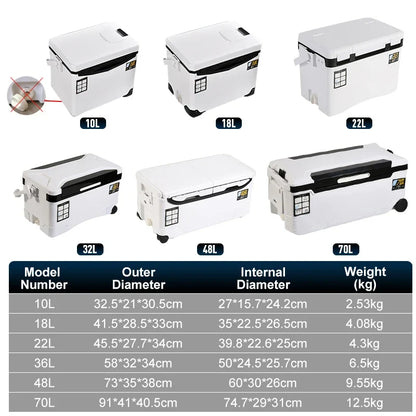 Fishing Cooler Box - Portable Insulated Fish Storage & Tackle Gear Box with Air Holes