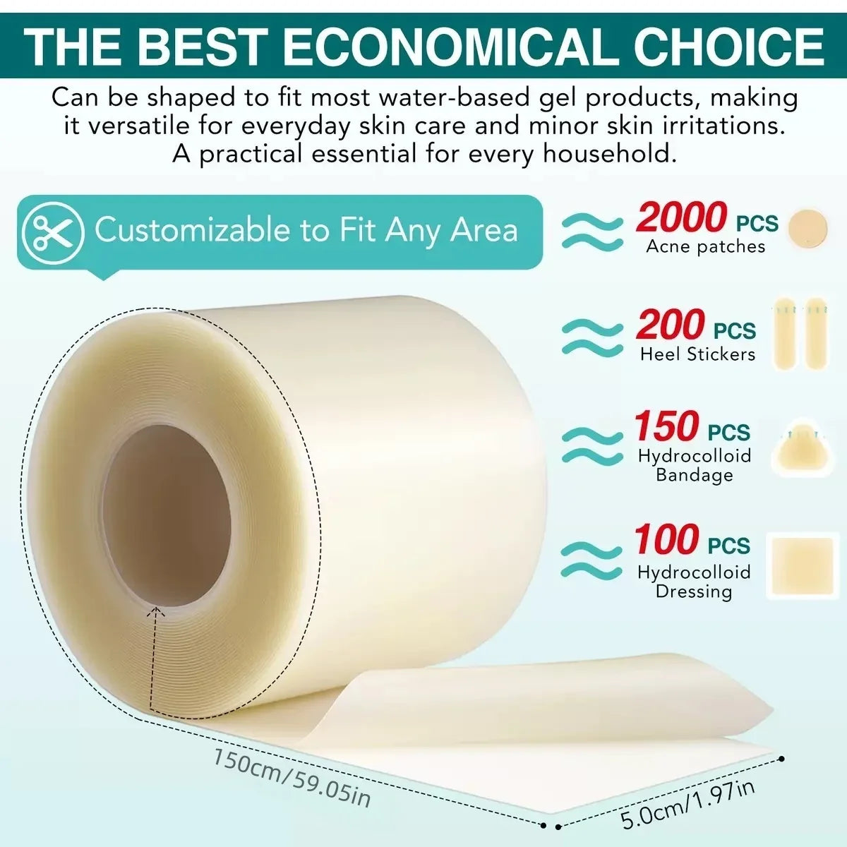 Pimple Patch Wound Dressing Roll - Cuttable Skin-Friendly Adhesive Tape for Clean Skin Protection