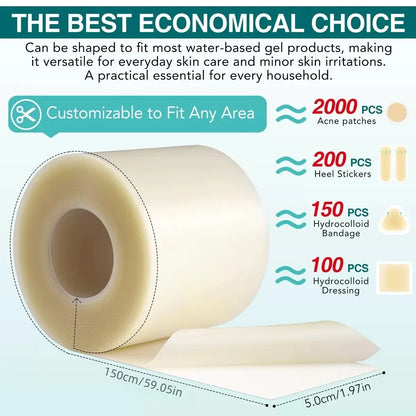 Pimple Patch Wound Dressing Roll - Cuttable Skin-Friendly Adhesive Tape for Clean Skin Protection