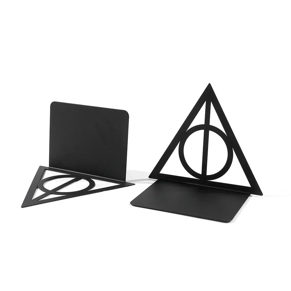 Triangle Metal Bookend – Heavy-Duty Iron Bookend for Desktop Organization, Home & Office Use