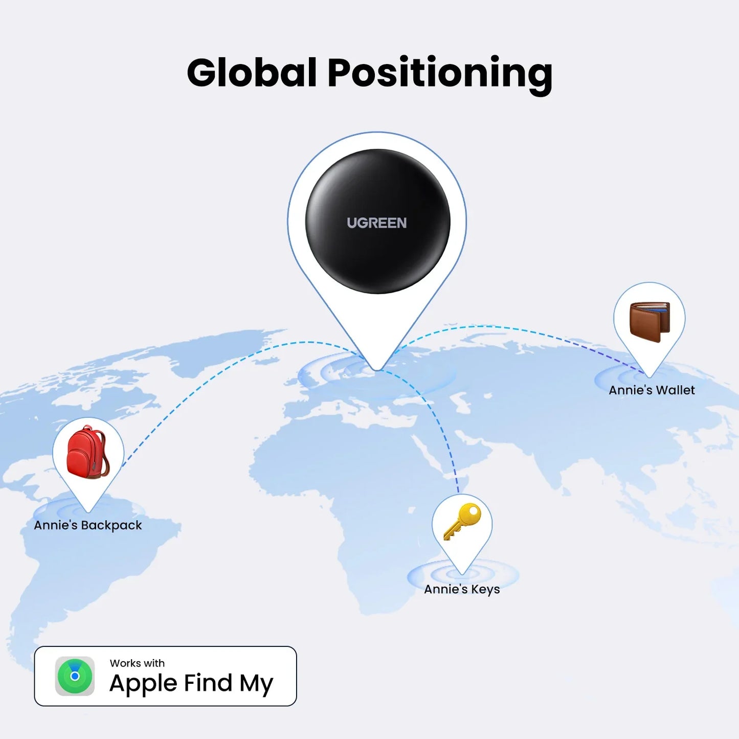 UGREEN SmartTrack Link — Security Smart Tag Bluetooth GPS Tracker for Apple Find My, Earbuds, Luggage MFi Finder iOS