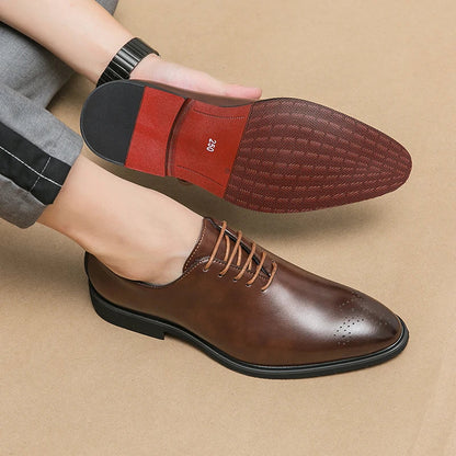 Luxury Men’s Leather Oxford Dress Shoes – High-Quality Gentleman Wedding & Office Shoes 2024