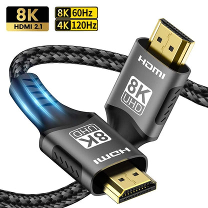 8K HDMI 2.1 Cable – 48Gbps High-Speed Adapter, 4K@120Hz & 8K@60Hz, eARC HDR Video for PC, Laptop, TV Box, PS5, RTX 3080