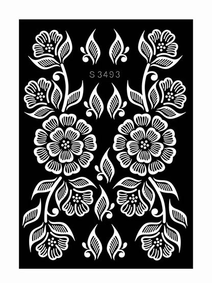 Reusable Henna Stencil Templates for Hand & Body – Floral Tattoo Stencils for Women, Weddings & Festivals Body Art Makeup Tools