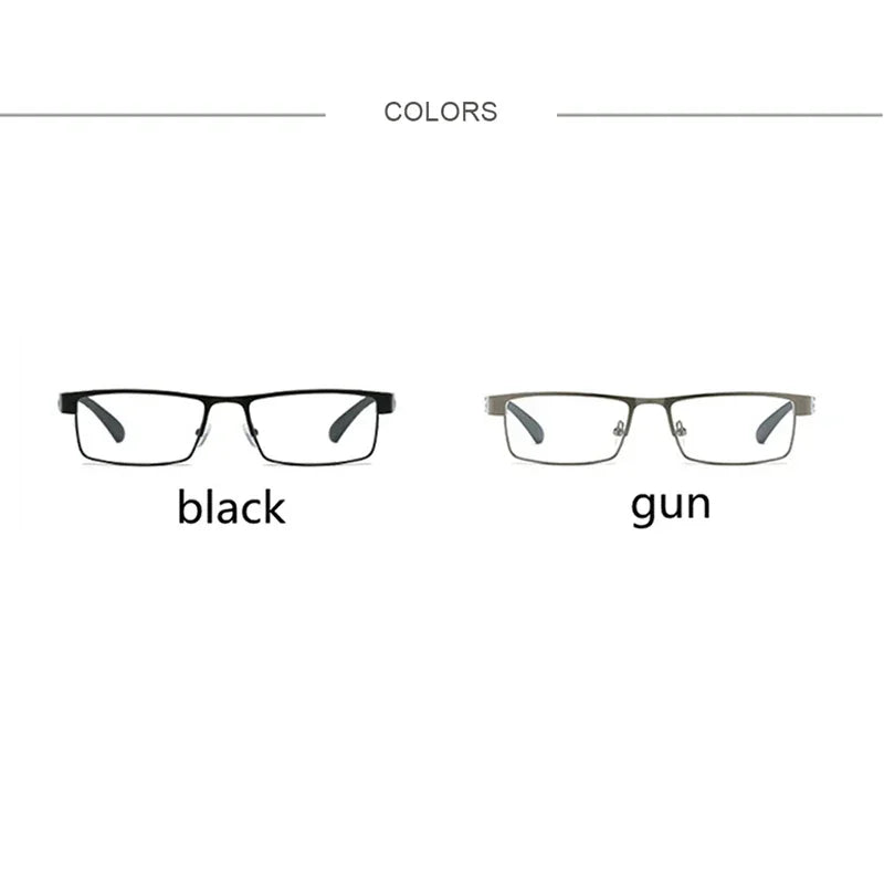 Elderly Anti-Blue Light Reading Glasses – Metal Optical Frame Business Eyewear for Men, Fashion Presbyopia Glasses +1.0 to +4.0