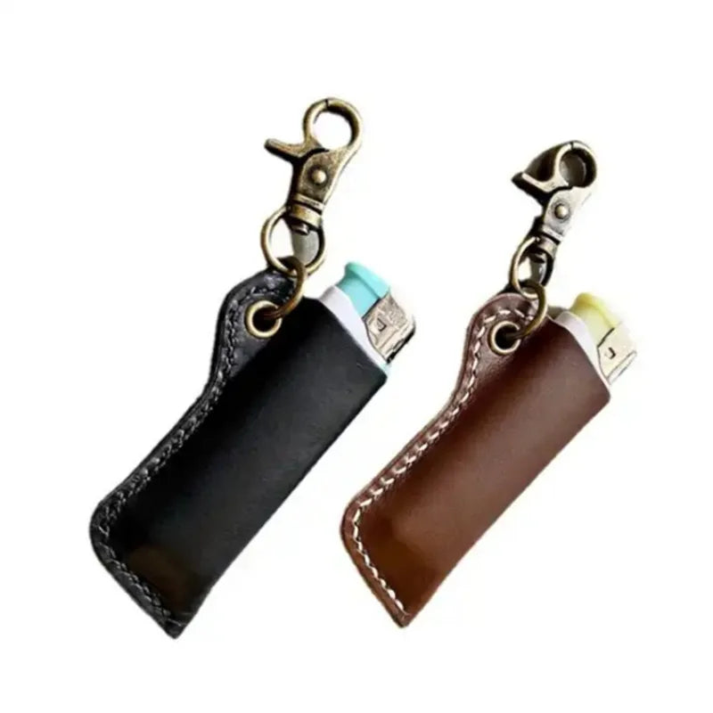 Vintage PU Leather Lighter Holster Keychain – Portable Protective Sleeve for Men’s Lighters & Everyday Carry Accessory