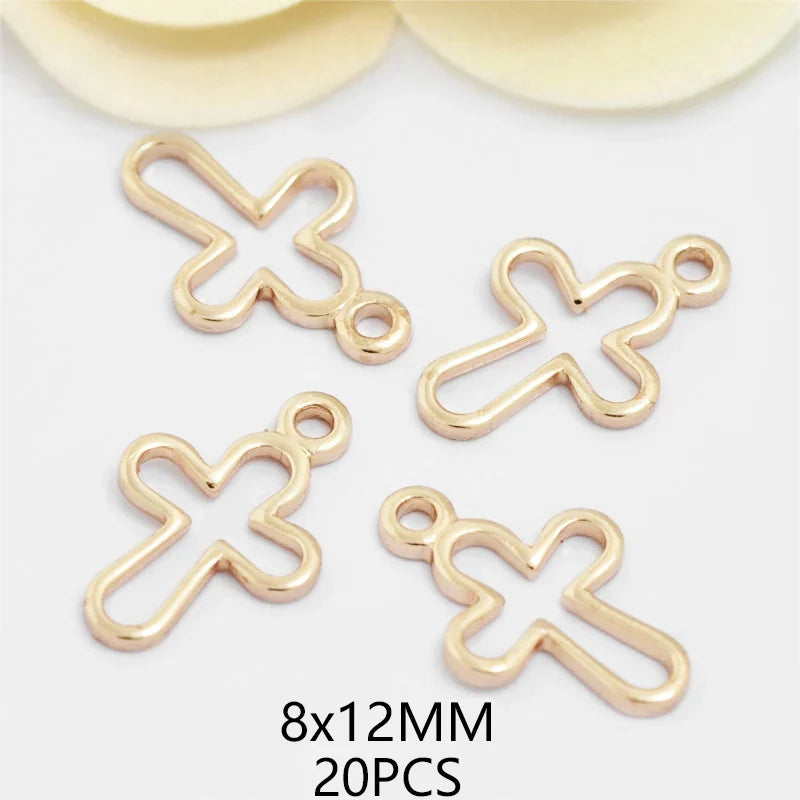 24K Champagne Gold Cross Charms - Small Brass DIY Jewelry Pendants & Craft Accessories
