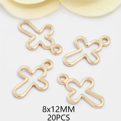 24K Champagne Gold Cross Charms - Small Brass DIY Jewelry Pendants & Craft Accessories
