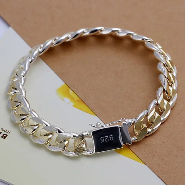 Fine 925 Sterling Silver Chain Bracelet – Solid Charm Jewelry for Women & Men, Party, Wedding & Fashion Gift