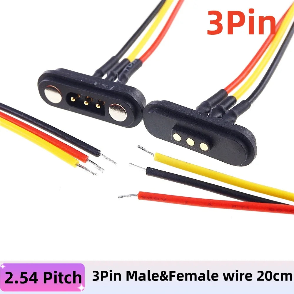 2A Waterproof Magnetic Pogo Pin Connector – 2.54mm Spring-Loaded DC Power Socket, 2-6 Positions