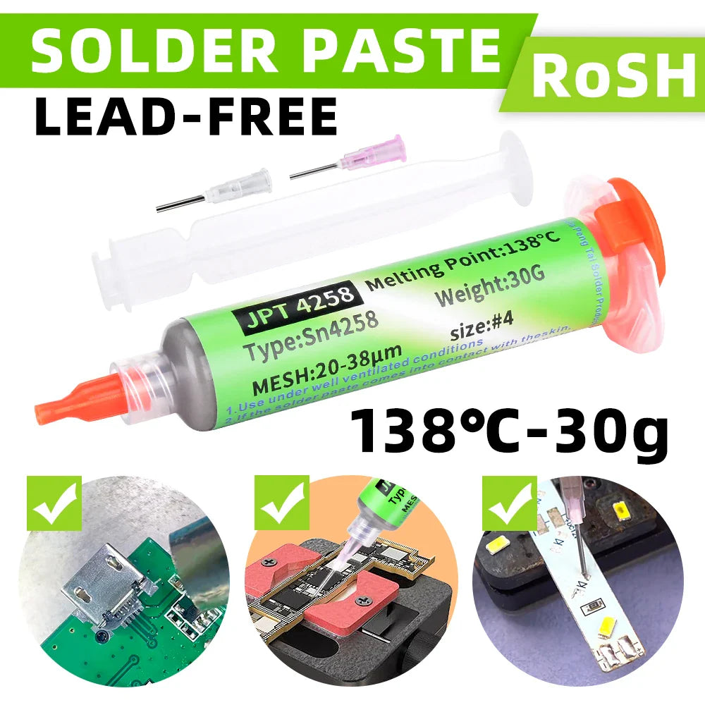 Sn42Bi58 SMD Welding Paste – 138°C Low Temperature Lead-Free No Clean Solder Paste for Phone Component Repair