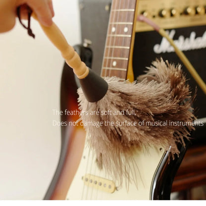 Ostrich Feather Dusting Brush – Wooden Handle Anti-Static Household & Car Cleaning Duster Tool