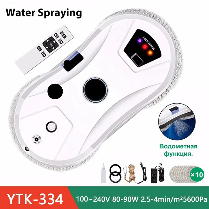 High-Suction 5600PA Window Cleaning Robot with Electric Spray and Fall Prevention - Remote Controlled